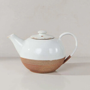 Nkuku Mali Ribbed Teapot White